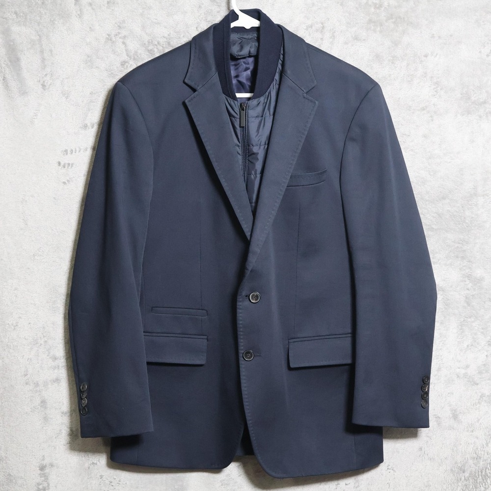 Hugo Boss Blazer Mens 40R Navy Blue 2-Button Jacket w/ Removeable Puffer Vest